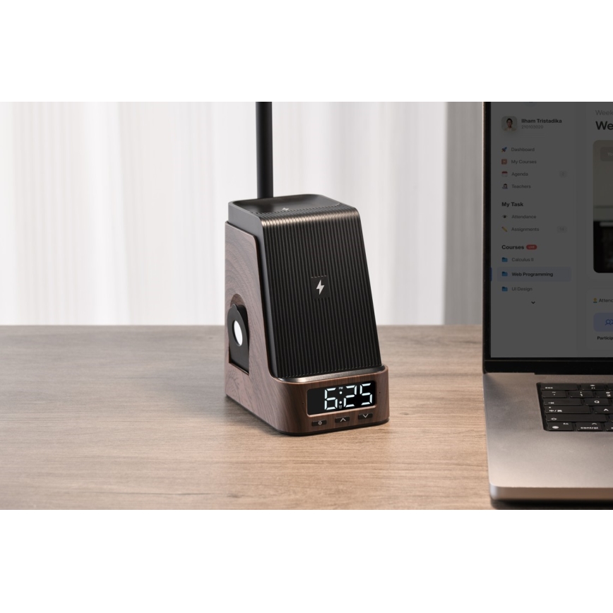 LED+CCT диммируемая настольная лампа с беспроводной зарядкой QI IDEAL LED/8W/230V 2700/4000/5000K коричневая