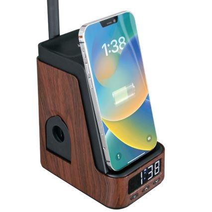 LED+CCT диммируемая настольная лампа с беспроводной зарядкой QI IDEAL LED/8W/230V 2700/4000/5000K коричневая