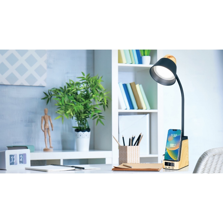 LED+CCT регульована настільна лампа з бездротовою зарядкою QI IDEAL LED/8W/230V 2700/4000/5000K бежева