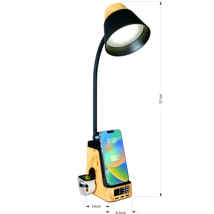 LED+CCT регульована настільна лампа з бездротовою зарядкою QI IDEAL LED/8W/230V 2700/4000/5000K бежева