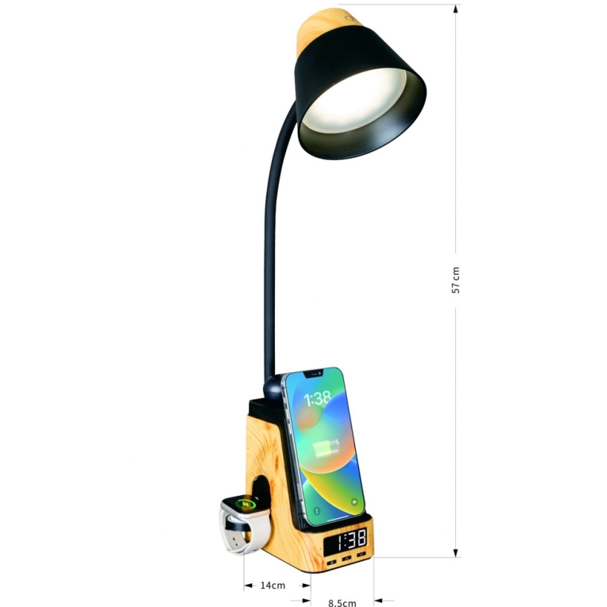 LED+CCT регульована настільна лампа з бездротовою зарядкою QI IDEAL LED/8W/230V 2700/4000/5000K бежева