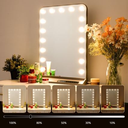 LED дзеркало для макіяжу HOLLYWOOD із димером LED/18W/230V 3000/4200/6000K сіре