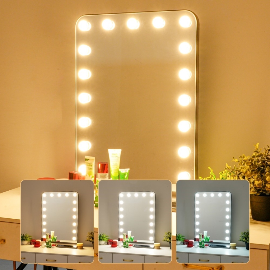 LED дзеркало для макіяжу HOLLYWOOD із димером LED/18W/230V 3000/4200/6000K сіре