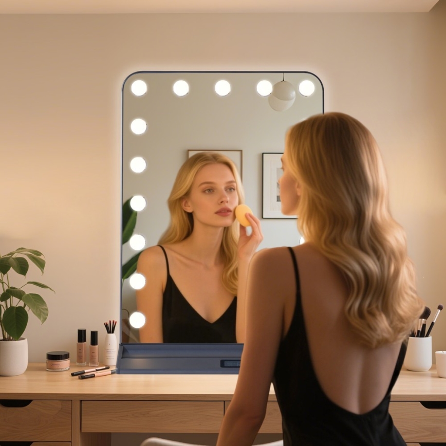 LED дзеркало для макіяжу HOLLYWOOD із димером LED/18W/230V 3000/4200/6000K сіре