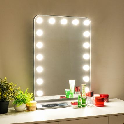 LED дзеркало для макіяжу HOLLYWOOD із димером LED/18W/230V 3000/4200/6000K сіре