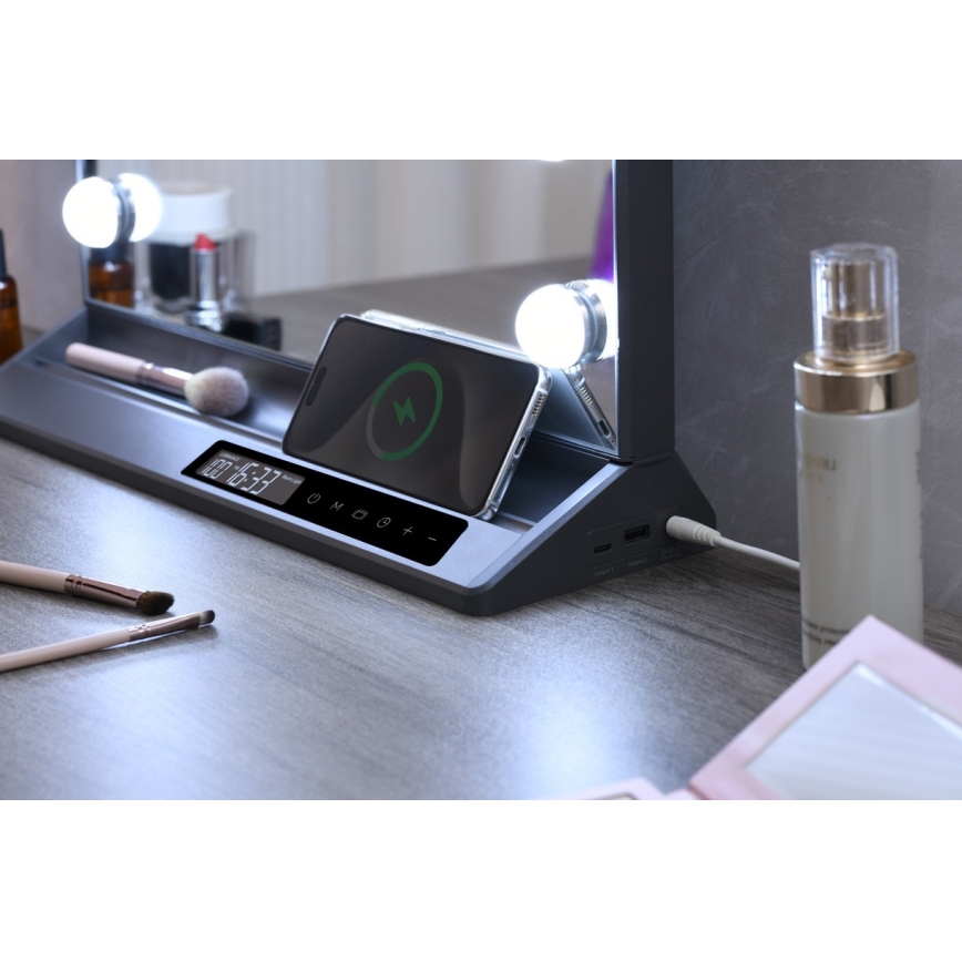 LED дзеркало для макіяжу HOLLYWOOD із димером LED/18W/230V 3000/4200/6000K сіре