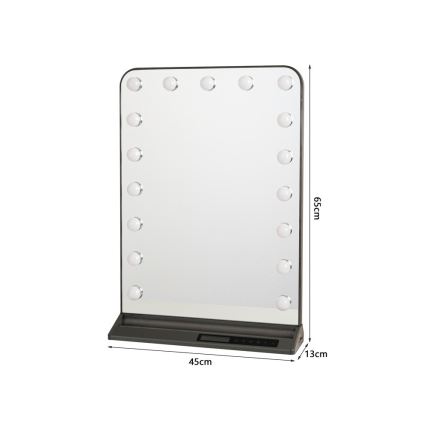 LED дзеркало для макіяжу HOLLYWOOD із димером LED/18W/230V 3000/4200/6000K сіре