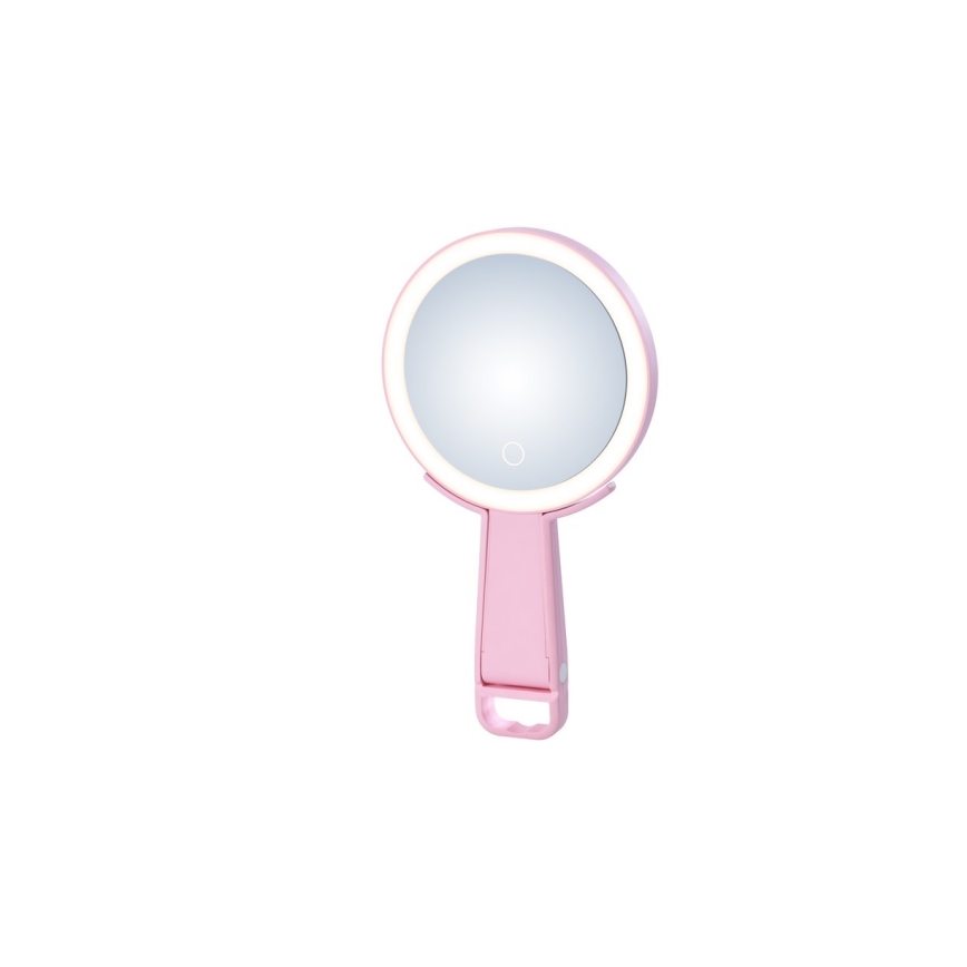 Immax 09102L - LED+CCT диммируемое косметическое зеркало SWEET LED/3W/5V розовое