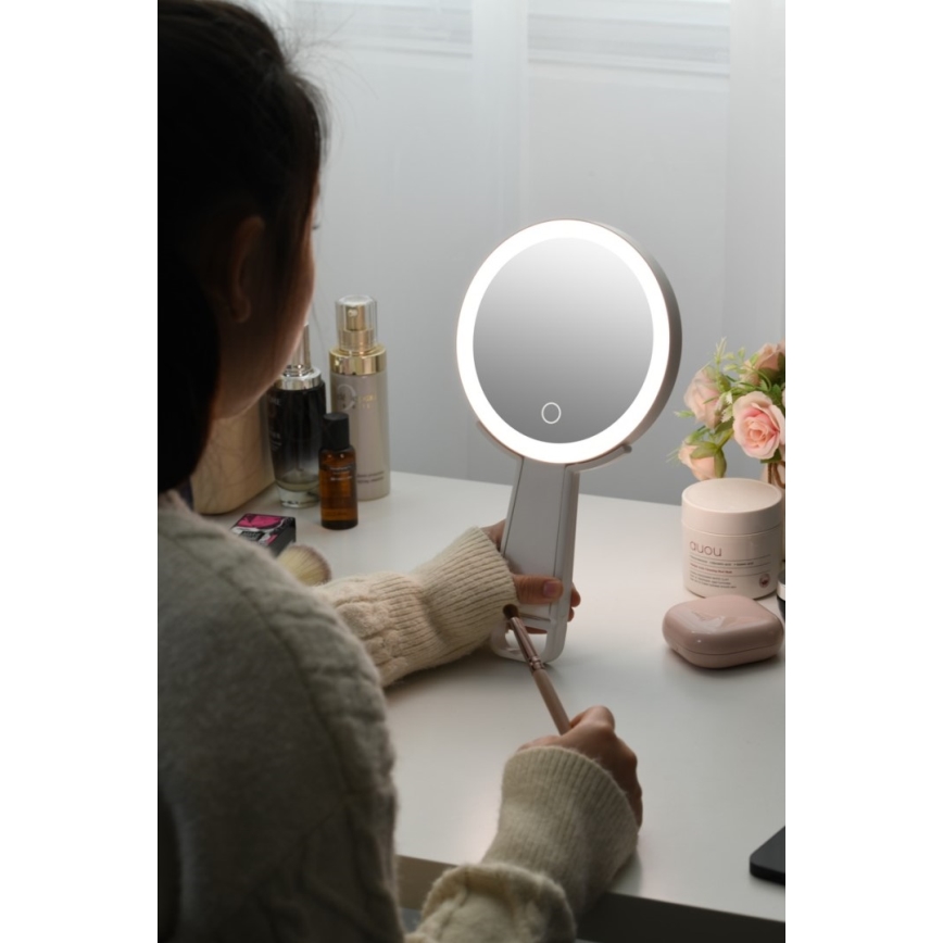 Immax 09103L - LED+CCT косметичне дзеркало SWEET з регулюванням яскравості, 3W/5V, біле