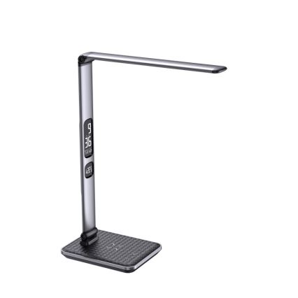 LED настільна лампа з регулюванням яскравості LED/8,5W/230V з бездротовою зарядкою, срібляста