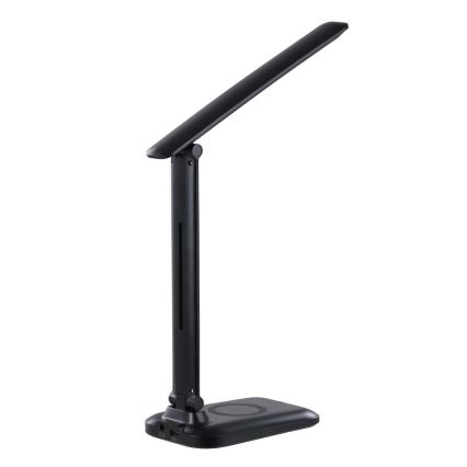 Диммируемая LED настольная лампа с беспроводной зарядкой Qi и USB LUMI LED/7W/230V чёрная