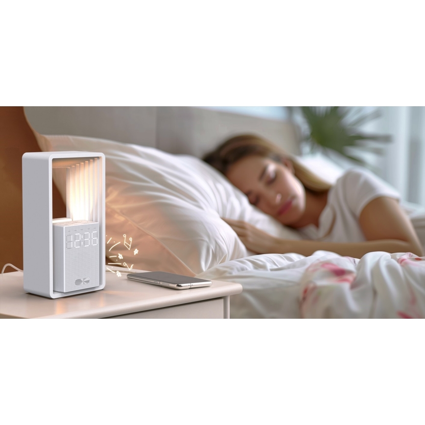 Світлодіодна настільна лампа з будильником та зарядкою CALM LED/3,5W/5V