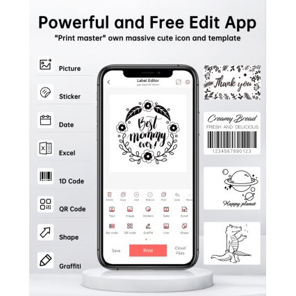 Цифровий принтер етикеток USB-C + 3x самоклеючі етикетки