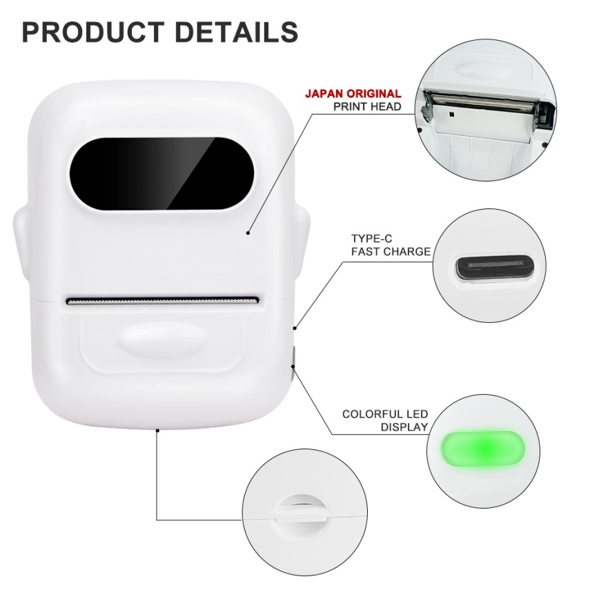 Цифровий принтер етикеток USB-C + 3x самоклеючі етикетки