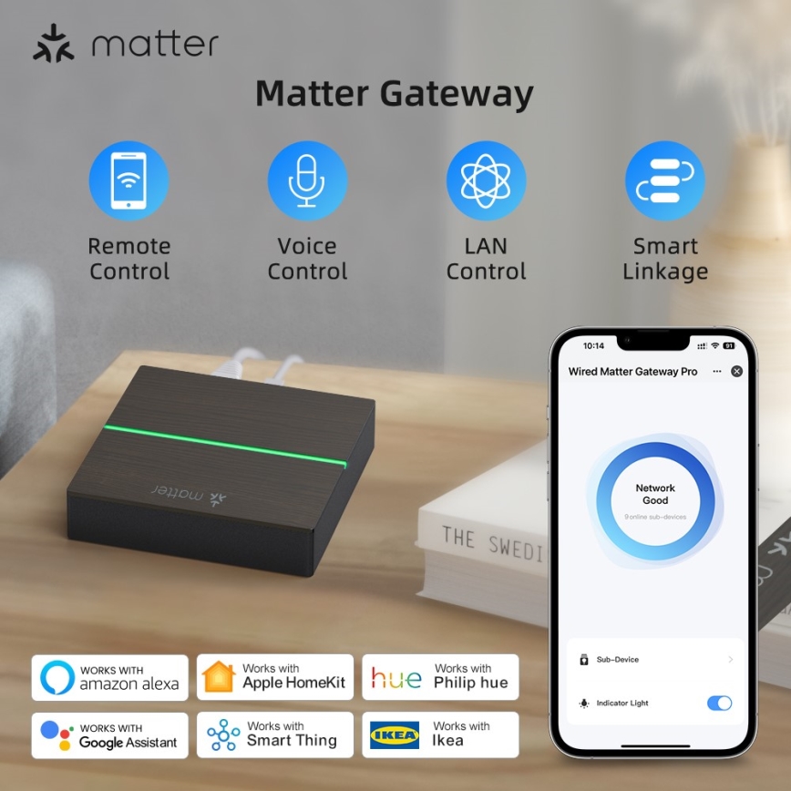 Immax NEO 07117-5 - Розумний шлюз MATTER, Zigbee 3.0, 230 В, сумісний із Tuya та Wi‑Fi