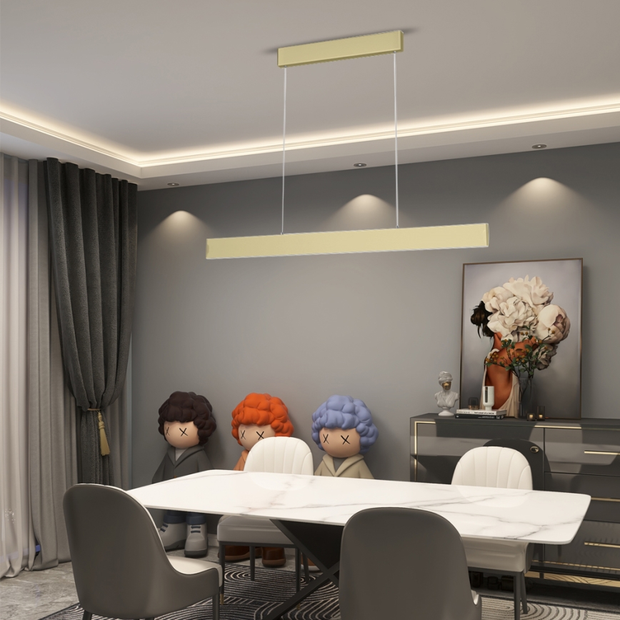 Immax Neo 07128L - LED  Підвісна люстра з регулюванням яскравості LISTON золотий LED/18W/230V ZigBee + пульт дистанційного керування Tuya