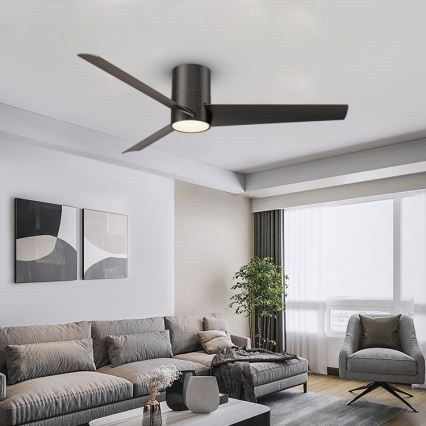 Immax NEO 07135-B - Світлодіодний стельовий вентилятор FRESH LED/18W/230V Wi-Fi Tuya чорний + пульт дистанційного керування