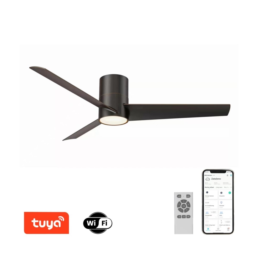 Immax NEO 07135-B - Світлодіодний стельовий вентилятор FRESH LED/18W/230V Wi-Fi Tuya чорний + пульт дистанційного керування