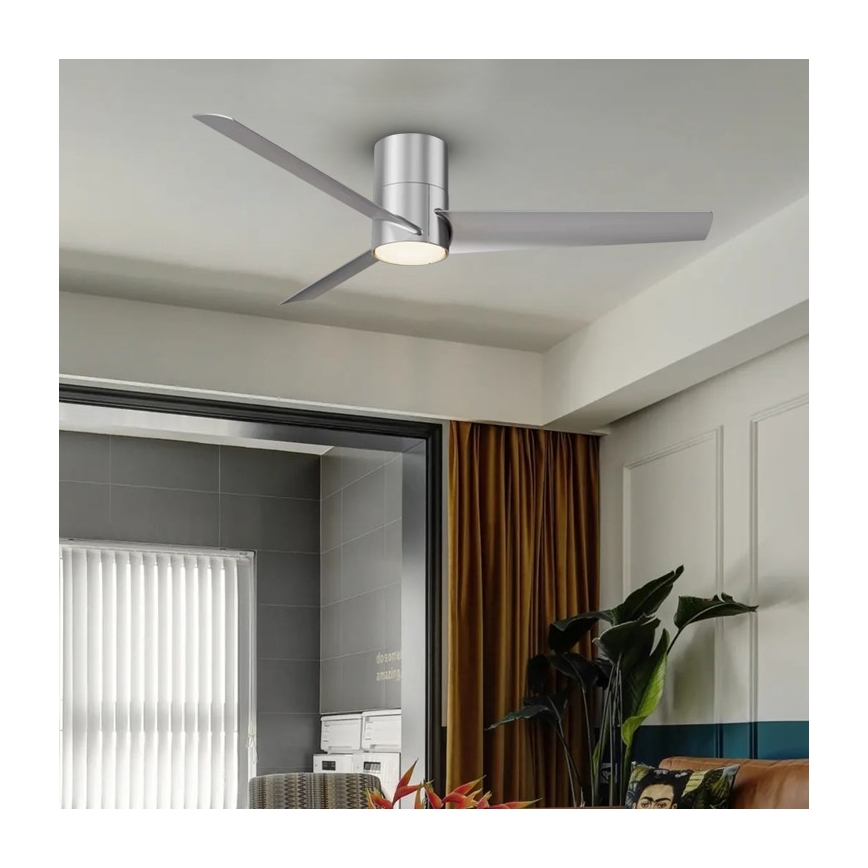 Immax NEO 07135-S - Светодиодный потолочный вентилятор с регулированием яркости FRESH LED/18W/230V Wi-Fi Tuya матовый хром + дистанционное управление