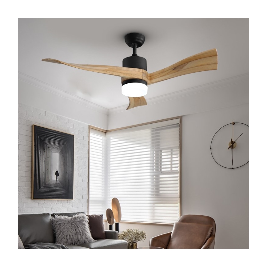 Immax NEO 07136-B - Светодиодный потолочный вентилятор SOFISTICADO LED/18W/230V дуб Wi-Fi Tuya + дистанционное управление