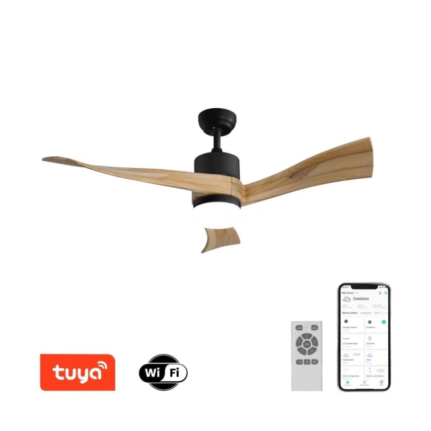 Immax NEO 07136-B - Светодиодный потолочный вентилятор SOFISTICADO LED/18W/230V дуб Wi-Fi Tuya + дистанционное управление