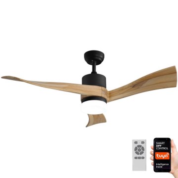 Immax NEO 07136-B - Светодиодный потолочный вентилятор SOFISTICADO LED/18W/230V дуб Wi-Fi Tuya + дистанционное управление