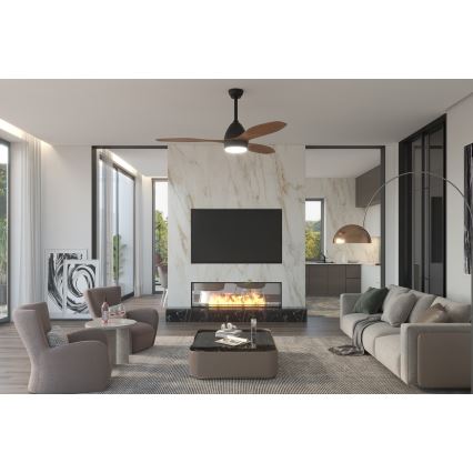 Immax NEO 07141-B - Светодиодный потолочный вентилятор NEO LITE FRESCO LED/18W/230V Tuya Wi-Fi черный/коричневый + дистанционное управление