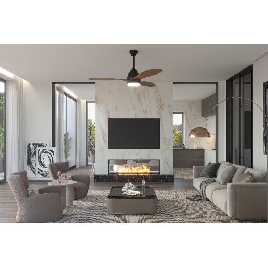 Immax NEO 07141-B - Світлодіодний стельовий вентилятор NEO LITE FRESCO LED/18W/230V Tuya Wi-Fi чорний/коричневий+ пульт дистанційного керування