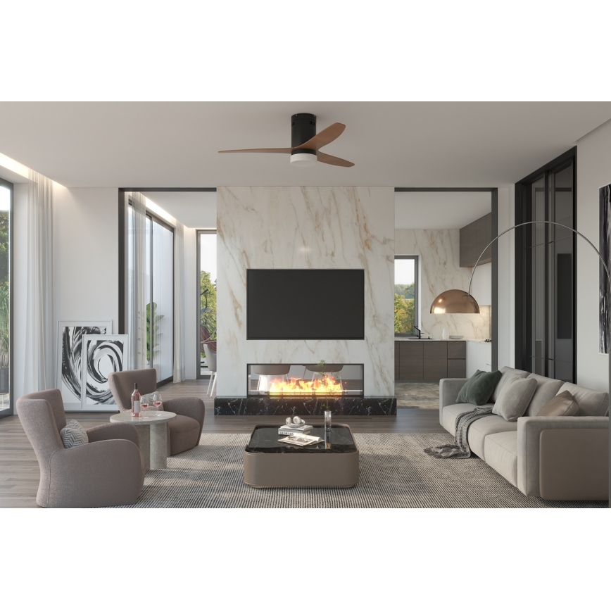 Immax NEO 07142-B - LED Стельовий вентилятор NEO LITE VENTO LED/18W/230V Tuya Wi-Fi чорний/дерево + пульт дистанційного керування