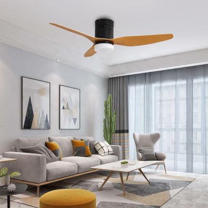 Immax NEO 07142-B - LED Стельовий вентилятор NEO LITE VENTO LED/18W/230V Tuya Wi-Fi чорний/дерево + пульт дистанційного керування