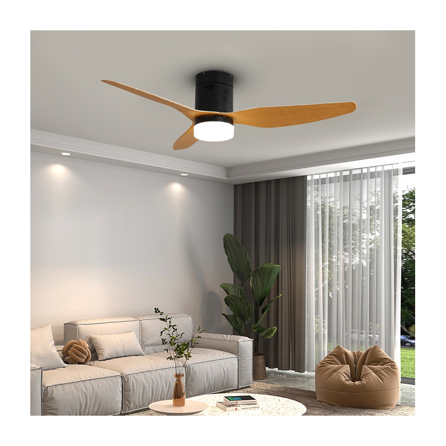 Immax NEO 07142-B - Светодиодный потолочный вентилятор NEO LITE VENTO LED/18W/230V Tuya Wi-Fi черный/дерево + дистанционное управление