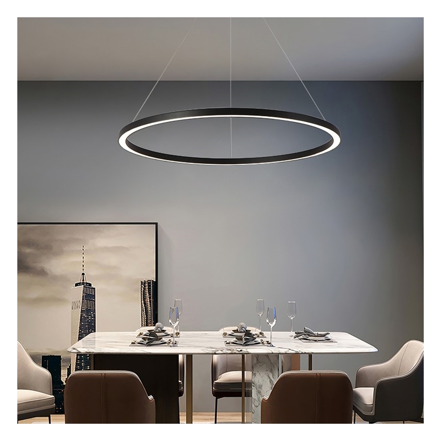 Immax NEO 07158-B80 - Підвісна LED люстра з регулюванням яскравості FINO LED/60W/230V Tuya чорний + дистанційне керування