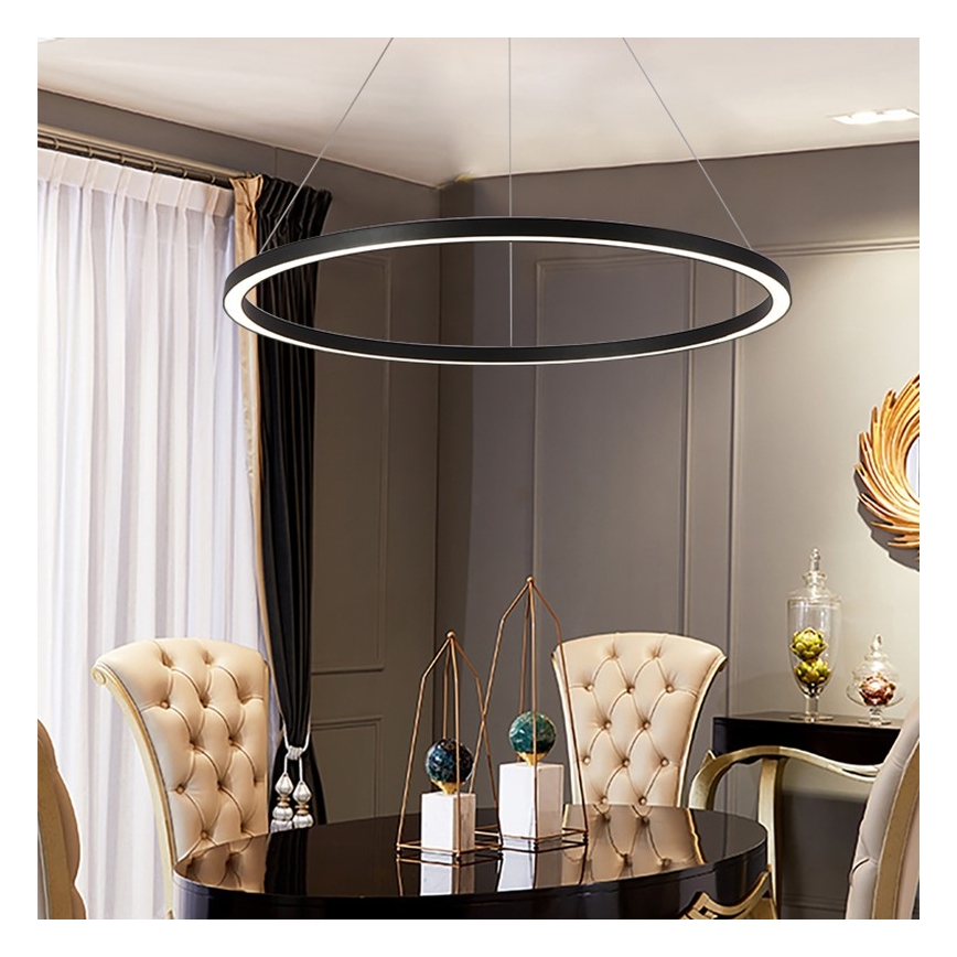 Immax NEO 07158-B80 - Підвісна LED люстра з регулюванням яскравості FINO LED/60W/230V Tuya чорний + дистанційне керування