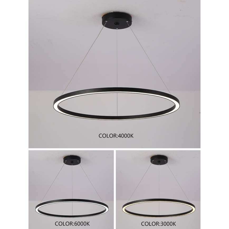 Immax NEO 07158-B80 - Підвісна LED люстра з регулюванням яскравості FINO LED/60W/230V Tuya чорний + дистанційне керування