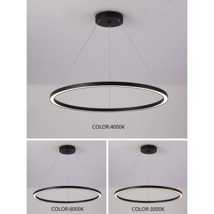 Immax NEO 07158-B80 - Светодиодная подвесная люстра с регулирование яркости FINO LED/60W/230V Tuya черная + дистанционное управление
