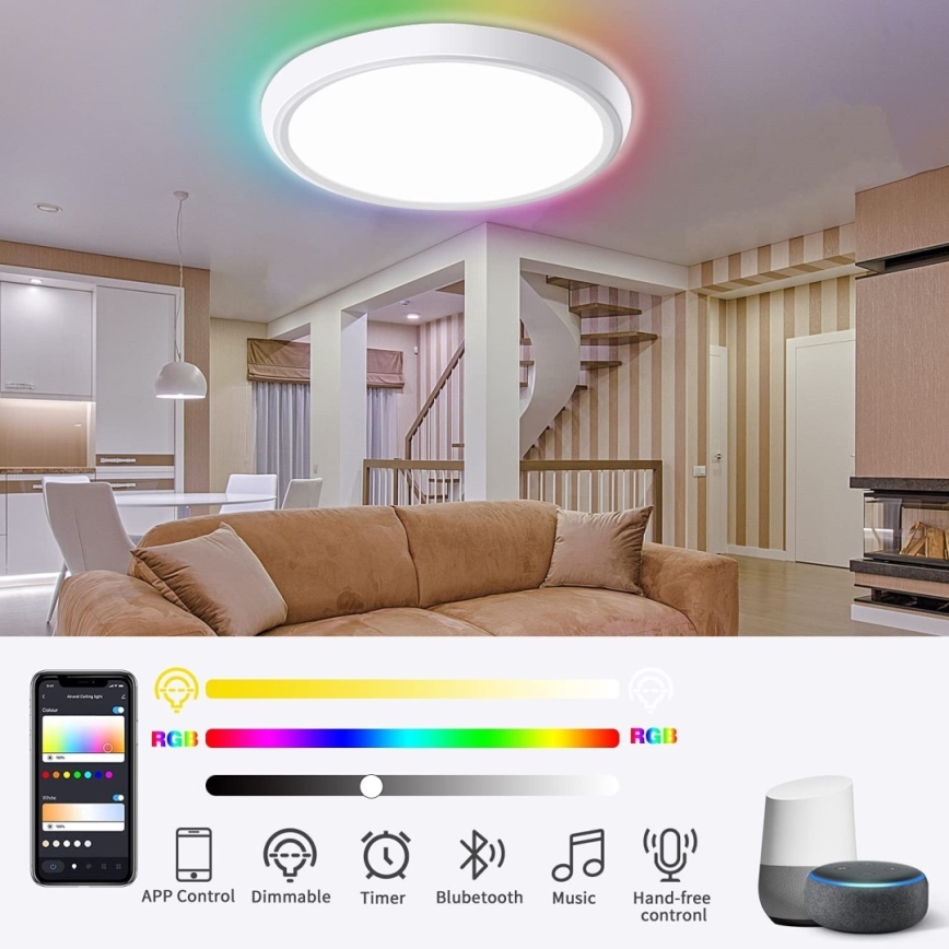 Immax NEO 07164-40 - LED RGB+CCT Стельовий світильник з регулюванням яскравості NEO LITE TUDO LED/50W/230V Wi-Fi Tuya + пульт дистанційного керування