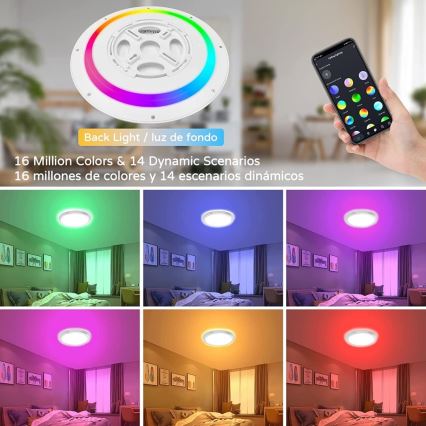 Immax NEO 07164-40 - LED RGB+CCT Стельовий світильник з регулюванням яскравості NEO LITE TUDO LED/50W/230V Wi-Fi Tuya + пульт дистанційного керування