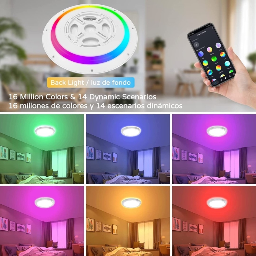 Immax NEO 07164-40 - LED RGB+CCT Стельовий світильник з регулюванням яскравості NEO LITE TUDO LED/50W/230V Wi-Fi Tuya + пульт дистанційного керування