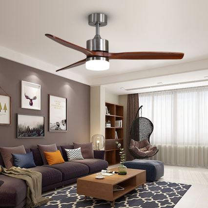 Immax NEO 07165-S - Світлодіодний стельовий вентилятор ELEGANTE LED/18W/230V дуб Wi-Fi Tuya + пульт дистанційного керування
