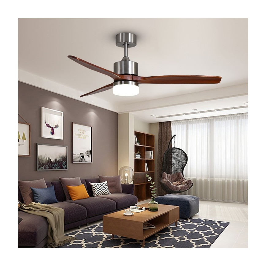Immax NEO 07165-S - Світлодіодний стельовий вентилятор ELEGANTE LED/18W/230V дуб Wi-Fi Tuya + пульт дистанційного керування