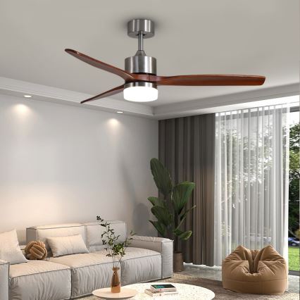 Immax NEO 07165-S - Світлодіодний стельовий вентилятор ELEGANTE LED/18W/230V дуб Wi-Fi Tuya + пульт дистанційного керування