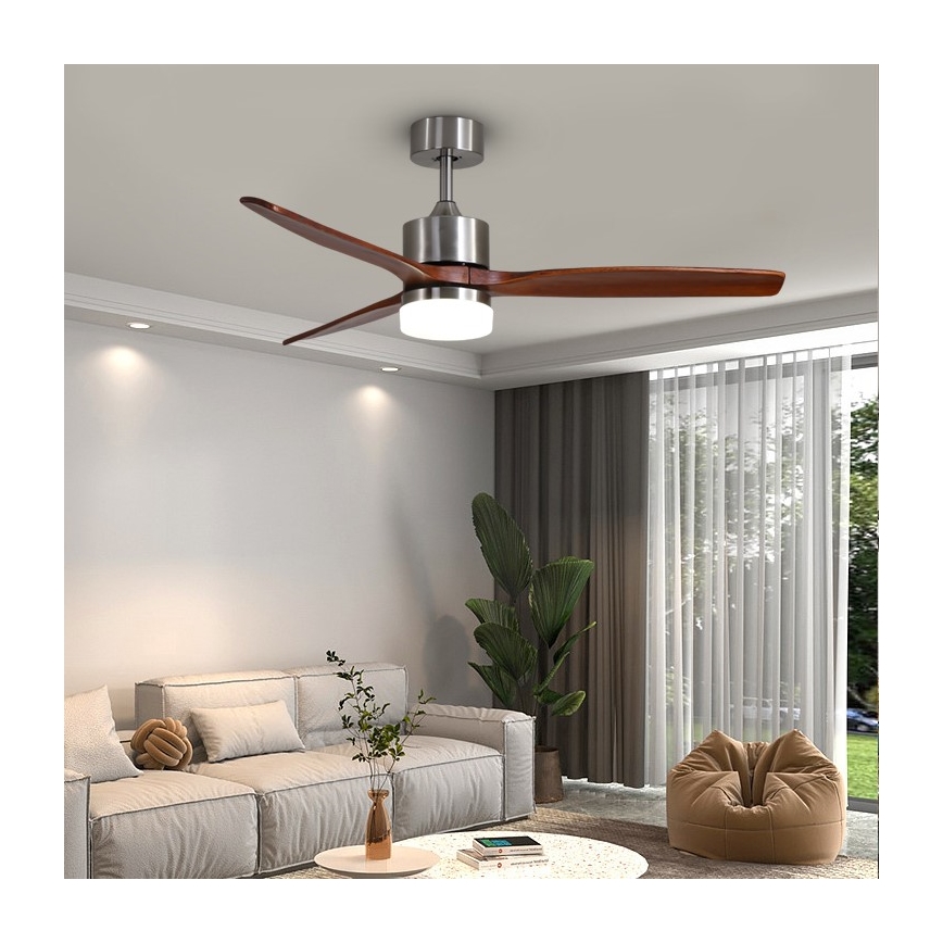 Immax NEO 07165-S - Світлодіодний стельовий вентилятор ELEGANTE LED/18W/230V дуб Wi-Fi Tuya + пульт дистанційного керування