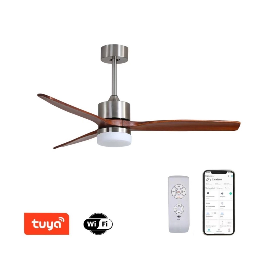 Immax NEO 07165-S - Світлодіодний стельовий вентилятор ELEGANTE LED/18W/230V дуб Wi-Fi Tuya + пульт дистанційного керування