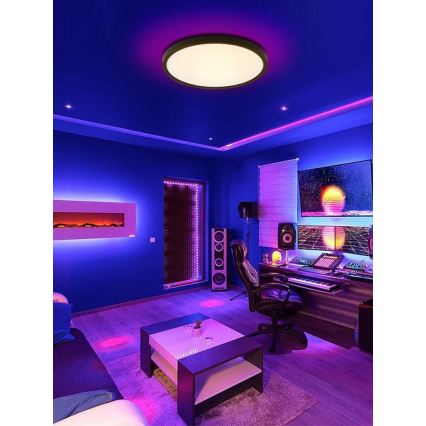 Immax NEO 07166-B40 - Світлодіодний RGB+CCT регульований стельовий світильник NEO LITE TUDO LED/50W/230V Wi-Fi Tuya чорний + дистанційне керування