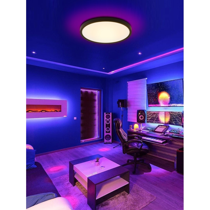 Immax NEO 07166-B40 - Світлодіодний RGB+CCT регульований стельовий світильник NEO LITE TUDO LED/50W/230V Wi-Fi Tuya чорний + дистанційне керування
