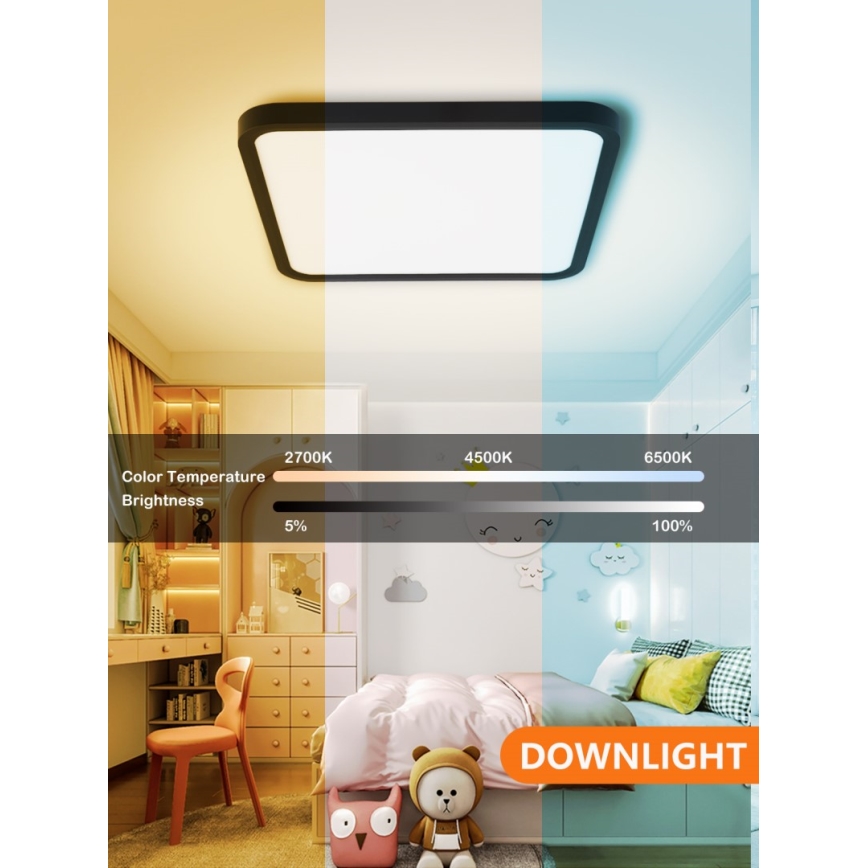 Immax NEO 07167-B40 - LED RGB+CCT Стельовий світильник з регулюванням яскравості NEO LITE TUDO LED/50W/230V Wi-Fi Tuya чорний + пульт дистанційного керування