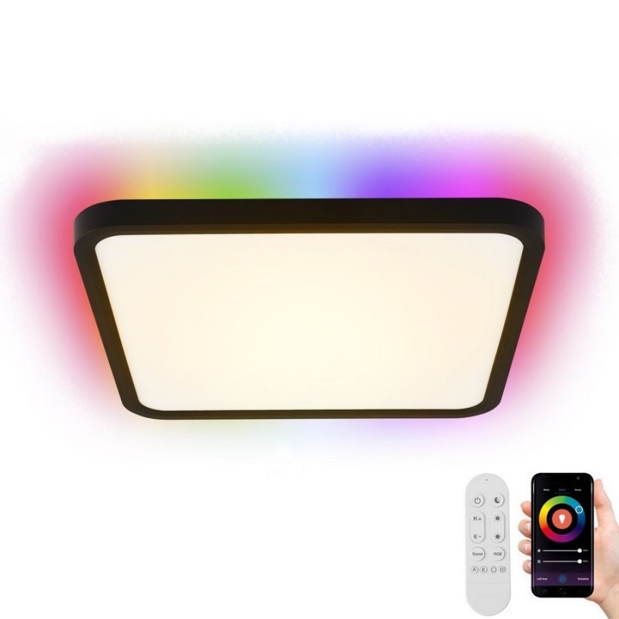 Immax NEO 07167-B40 - Светодиодный потолочный RGB+CCT светильник с регулированием яркости NEO LITE TUDO LED/50W/230V Wi-Fi Tuya черный + дистанционное управление