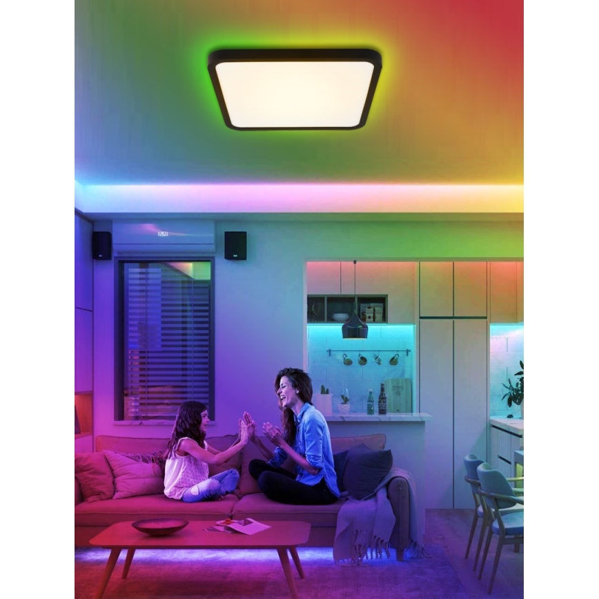 Immax NEO 07167-B40 - Светодиодный потолочный RGB+CCT светильник с регулированием яркости NEO LITE TUDO LED/50W/230V Wi-Fi Tuya черный + дистанционное управление