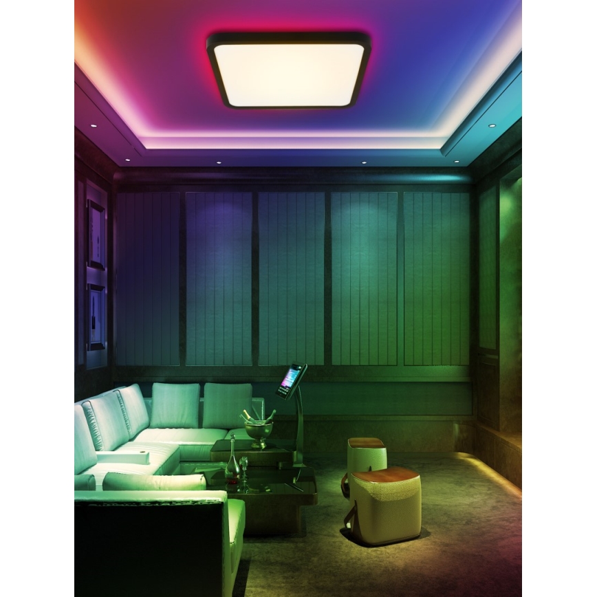 Immax NEO 07167-B40 - Светодиодный потолочный RGB+CCT светильник с регулированием яркости NEO LITE TUDO LED/50W/230V Wi-Fi Tuya черный + дистанционное управление