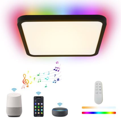 Immax NEO 07167-B40 - Светодиодный потолочный RGB+CCT светильник с регулированием яркости NEO LITE TUDO LED/50W/230V Wi-Fi Tuya черный + дистанционное управление